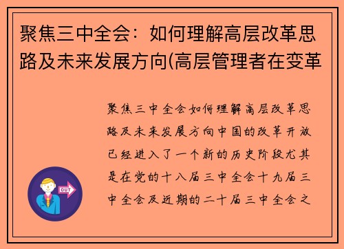 聚焦三中全会：如何理解高层改革思路及未来发展方向(高层管理者在变革中的作用)